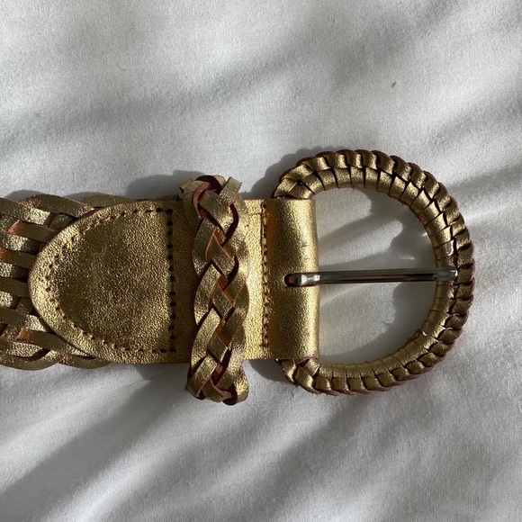 Belt Gold Bonded Leather Size S/M - Picture 4 of 7